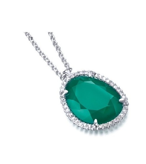 Colgante calcedonia esmeralda diamantes LD008ES
