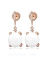 Pendientes plata rosa Budapest Onix blanco