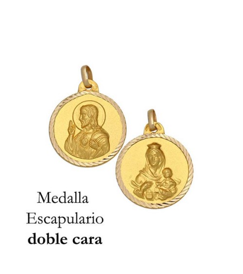 Medalla Oro Escapulario de doble cara