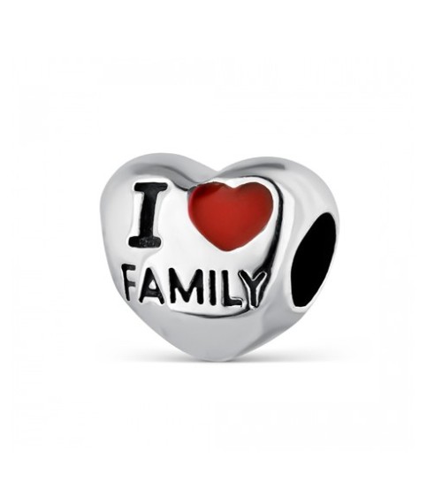 Abalorio plata corazón I Love Family