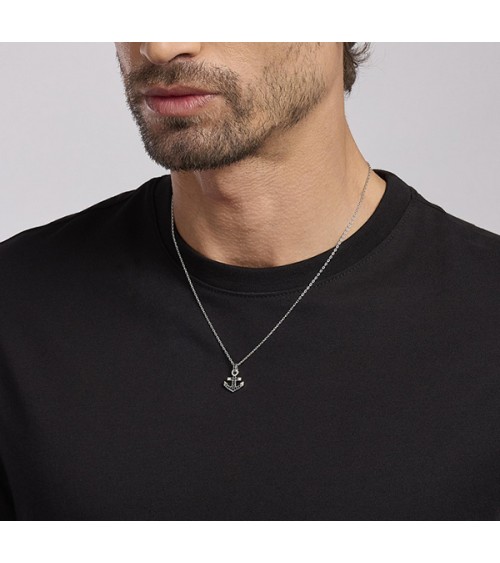 Collar de hombre plata y ancla 553485