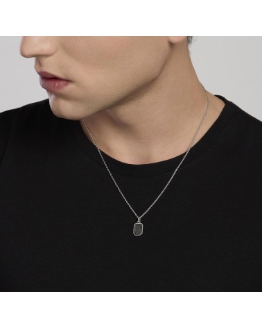 Collar de hombre plata y chapa 553678