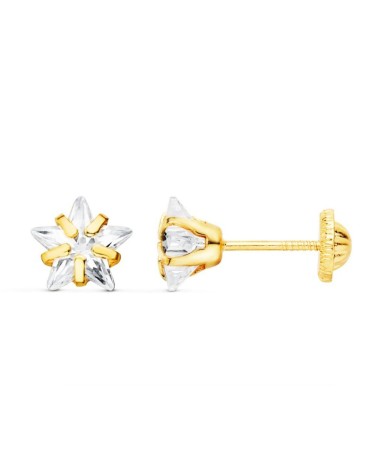 Pendientes de Oro estrella cristal