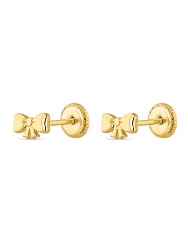 Pendientes infantiles lazo dorado