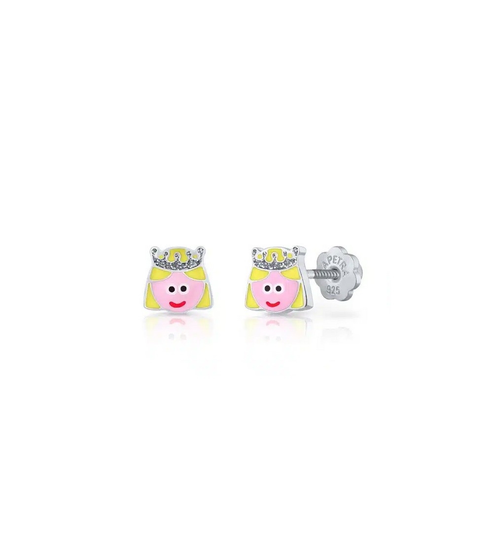 Pendientes infantiles princesa plata