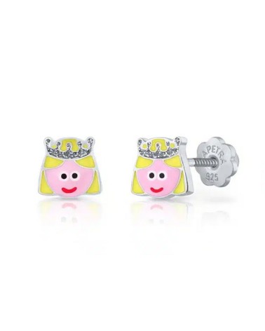 Pendientes infantiles princesa plata