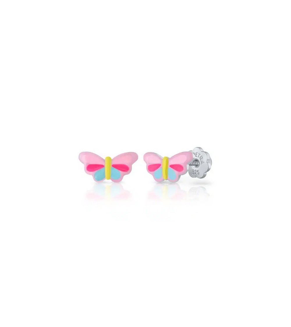 Pendientes bebé mariposa esmalte y plata