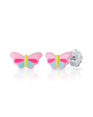 Pendientes bebé mariposa esmalte y plata