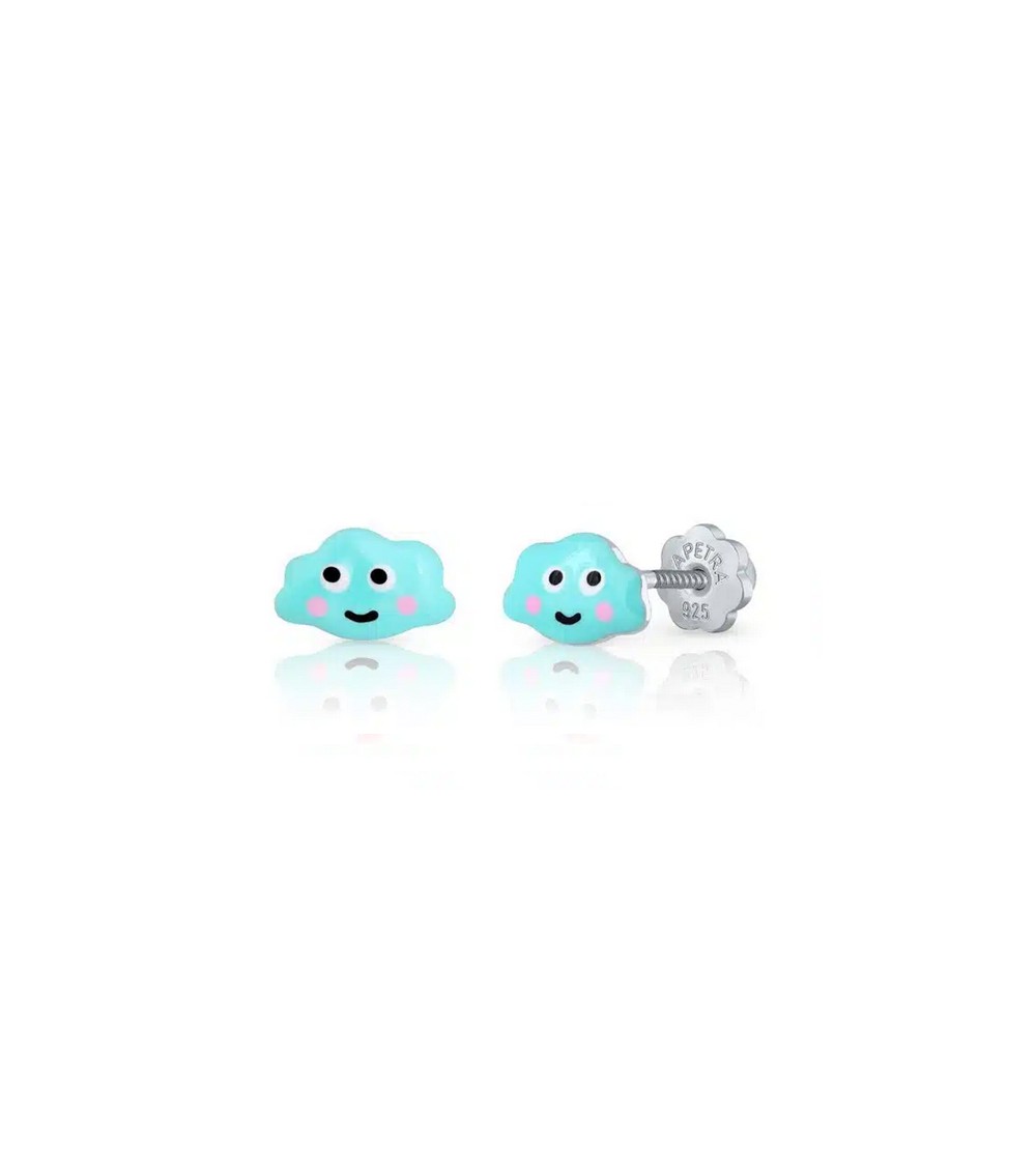 Pendientes bebé nube esmalte y plata