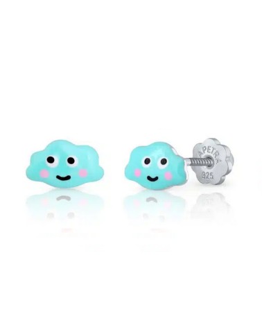 Pendientes bebé nube esmalte y plata