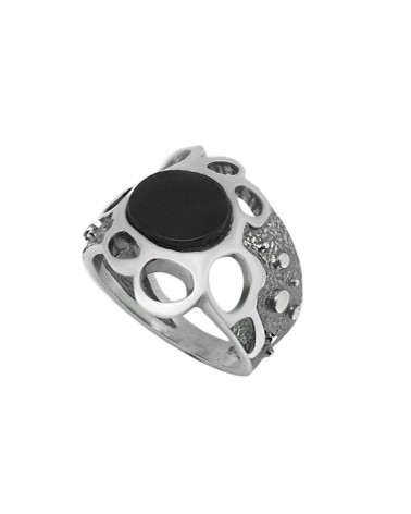 Anillo de plata Fink azabache T115201