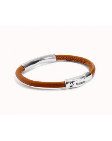 Pulsera Uno de 50 Camel cuero liso PUL2462