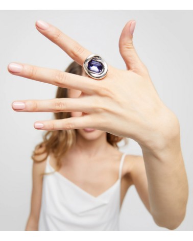 Anillo Uno de 50 mujer cristal morado ANI0826