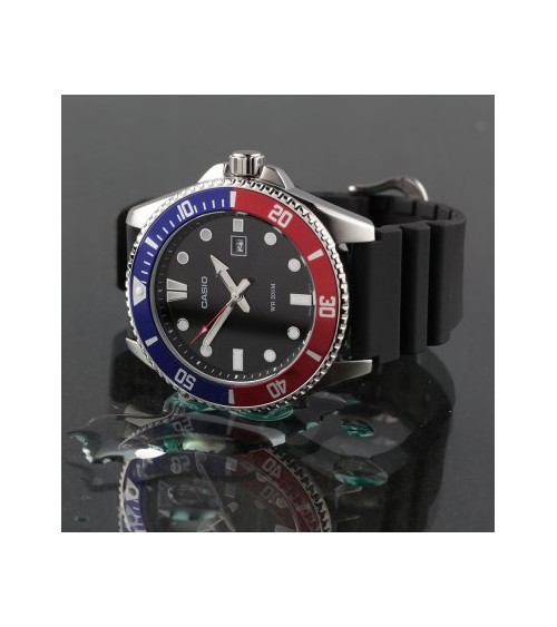 Reloj Casio rojo azul Sumergible 200m MDV-107-1A3VEF