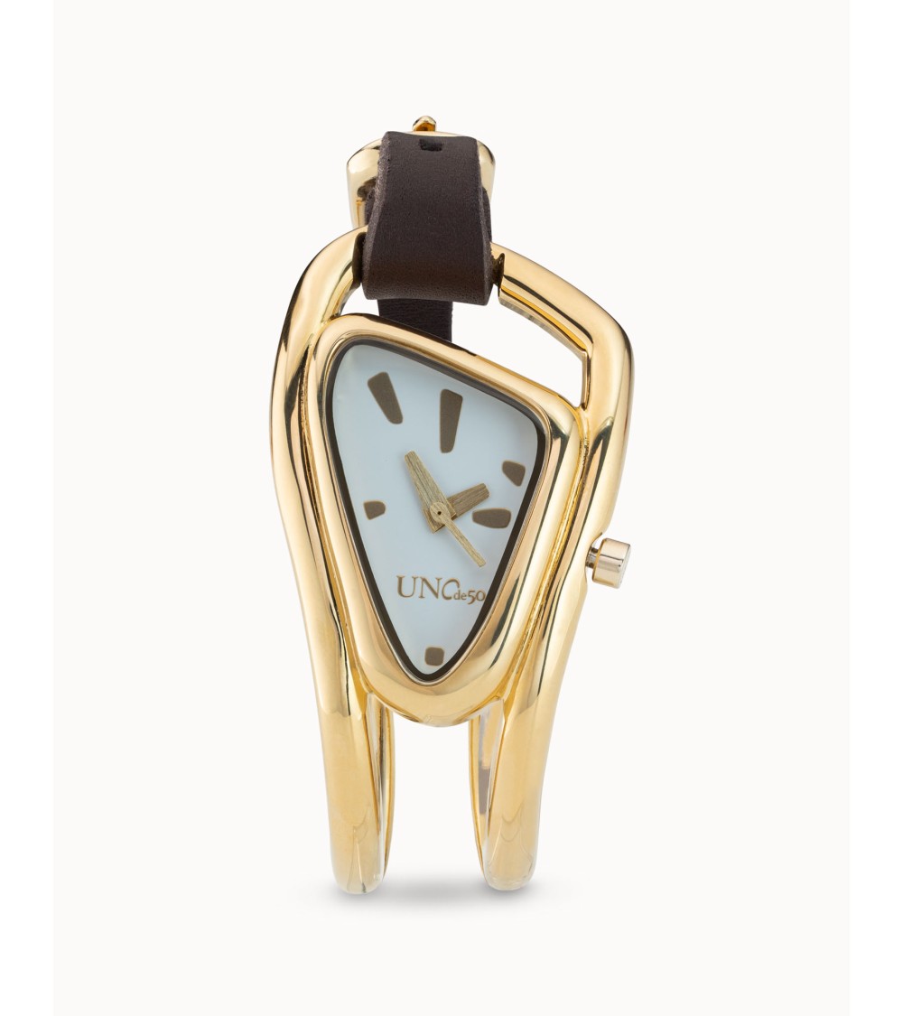 Reloj triangular Uno de 50 dorado REL0140