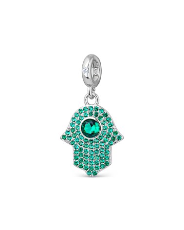 Abalorio de plata Hamsa verde 9115335