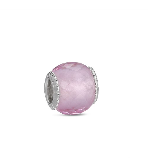 Abalorio plata Murano rosa